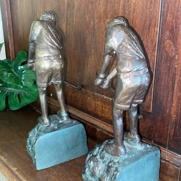 Cast‎ metal bookends golfers